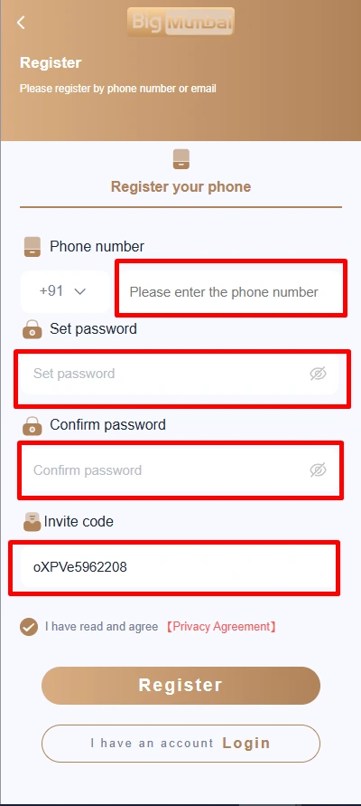 Big Mumbai Game register process
